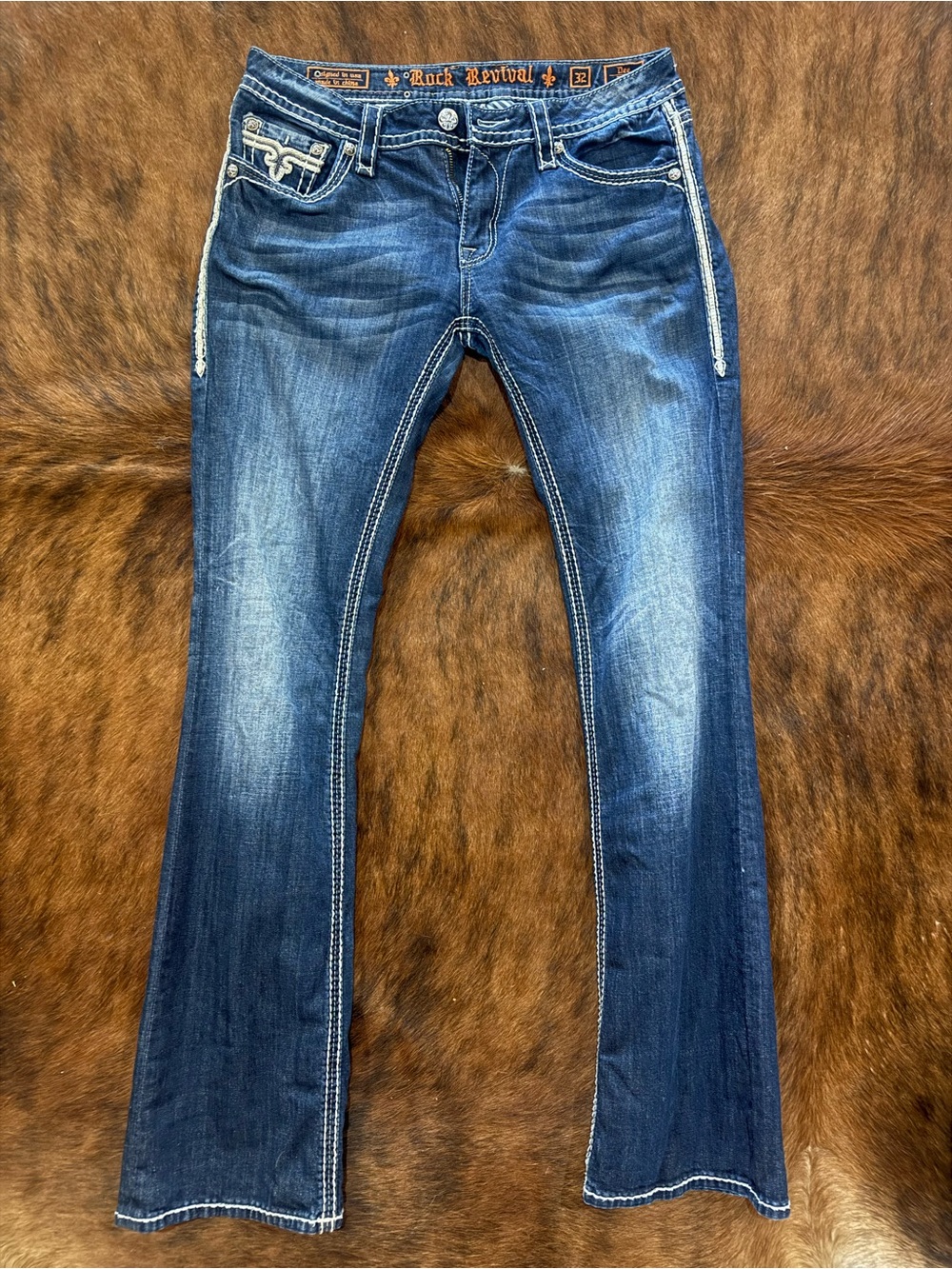 Rock Revival Dark Blue Faded Bootcut Jeans Dee sz 32